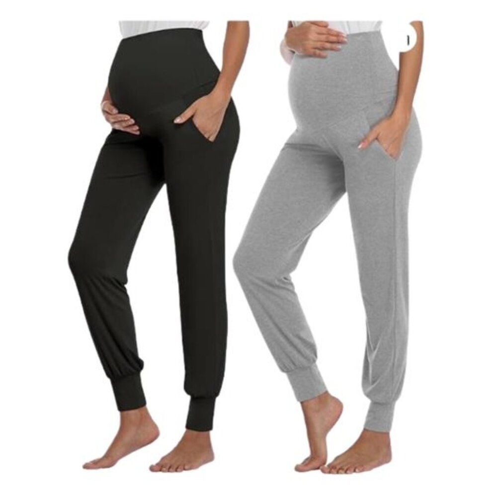 Women's Maternity Lounge Workout Pants Pregnancy Joggers with Pockets M